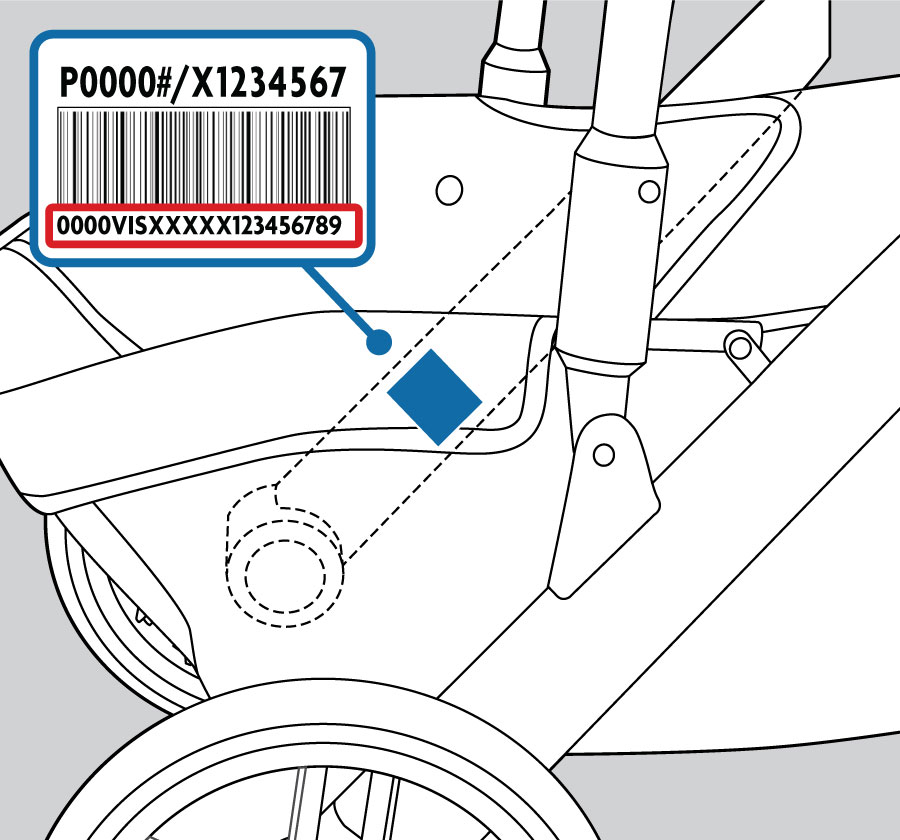 Located above the axel of the rear wheel