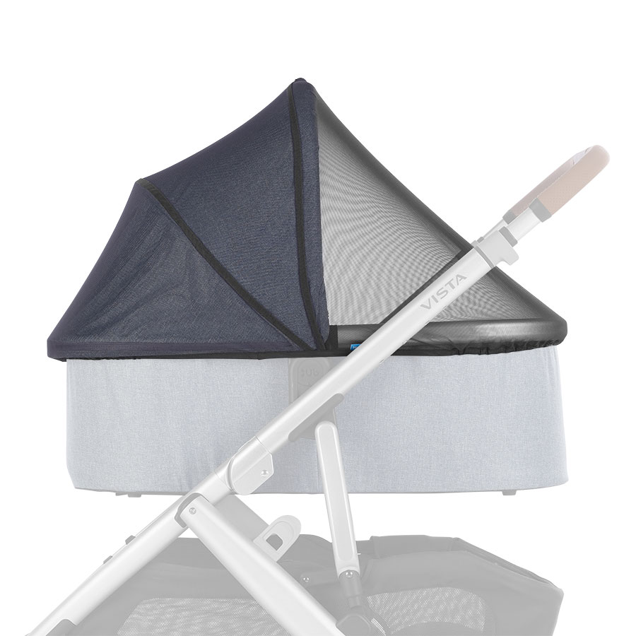 Bassinet Bug Shield installs over the top of the bassinet and bassinet canopy
