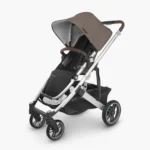 Cruz V2 stroller (Theo - Dark Taupe, silver frame, chestnut leather) with included Toddler Seat