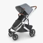 Cruz V2 stroller (Gregory - blue mélange, silver frame, saddle leather) with included Toddler Seat