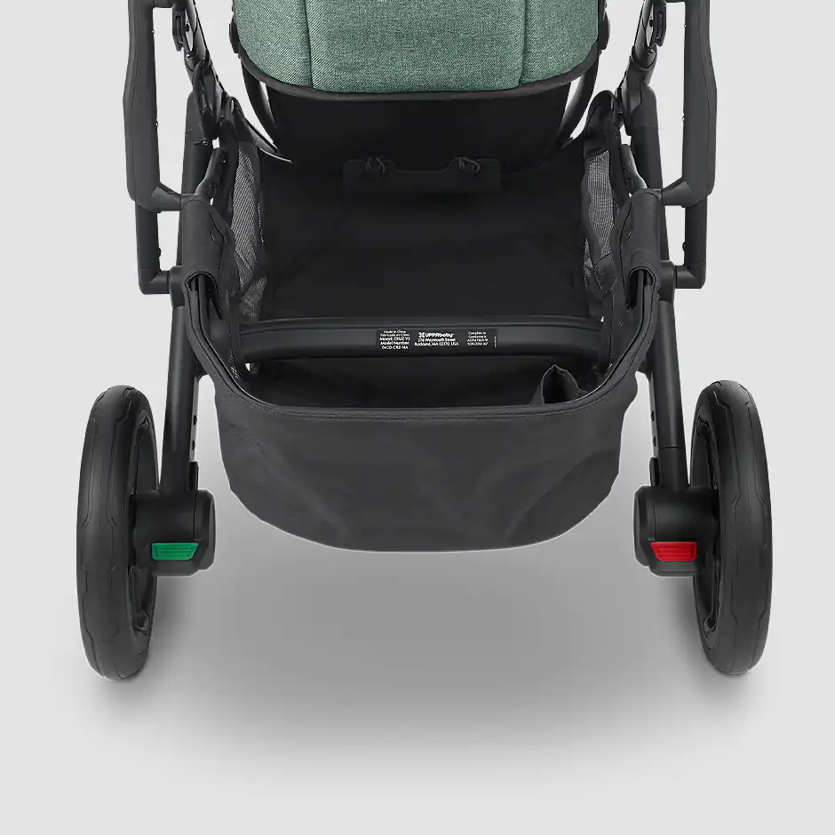 Cruz V2 stroller with its included extra large, easy-acess basket that can hold up to 30 lbs
