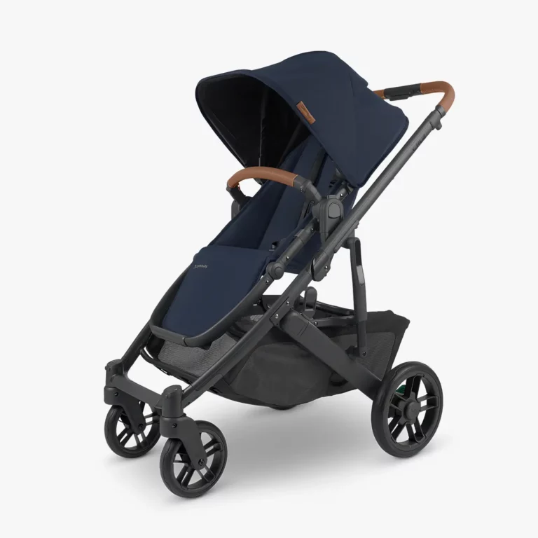 Cruz V2 stroller (Noa - Navy, carbon frame, saddle leather) with included Toddler Seat