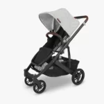 Cruz V2 stroller (Anthony - white and grey chenille, carbon frame, chestnut leather) with included Toddler Seat