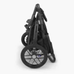 The Ridge stroller (Jake) features a one-handed fold and stands when folded