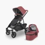 Vista V2 stroller (Lucy - rosewood mélange, carbon frame, saddle leather) with Toddler Seat and Bassinet, both included with the stroller