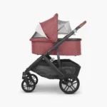 The included Bassinet (color matches the stroller) has extendable sun and bug shields that can be used while installed on the stroller