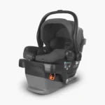 The Mesa V2 infant carrier (Greyson - Charcoal Mélange, Merino Wool) and the included low-profile, streamlined base
