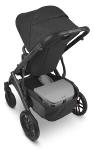 UPPAbaby Bevvy Stroller Cooler in a Vista V2 stroller - Jake | charcoal | carbon frame | black leather.