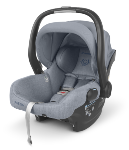 An UPPAbaby Mesa Max Infant Car Seat | PureTech™ | Gregory | Blue Mélange | Merino Wool.