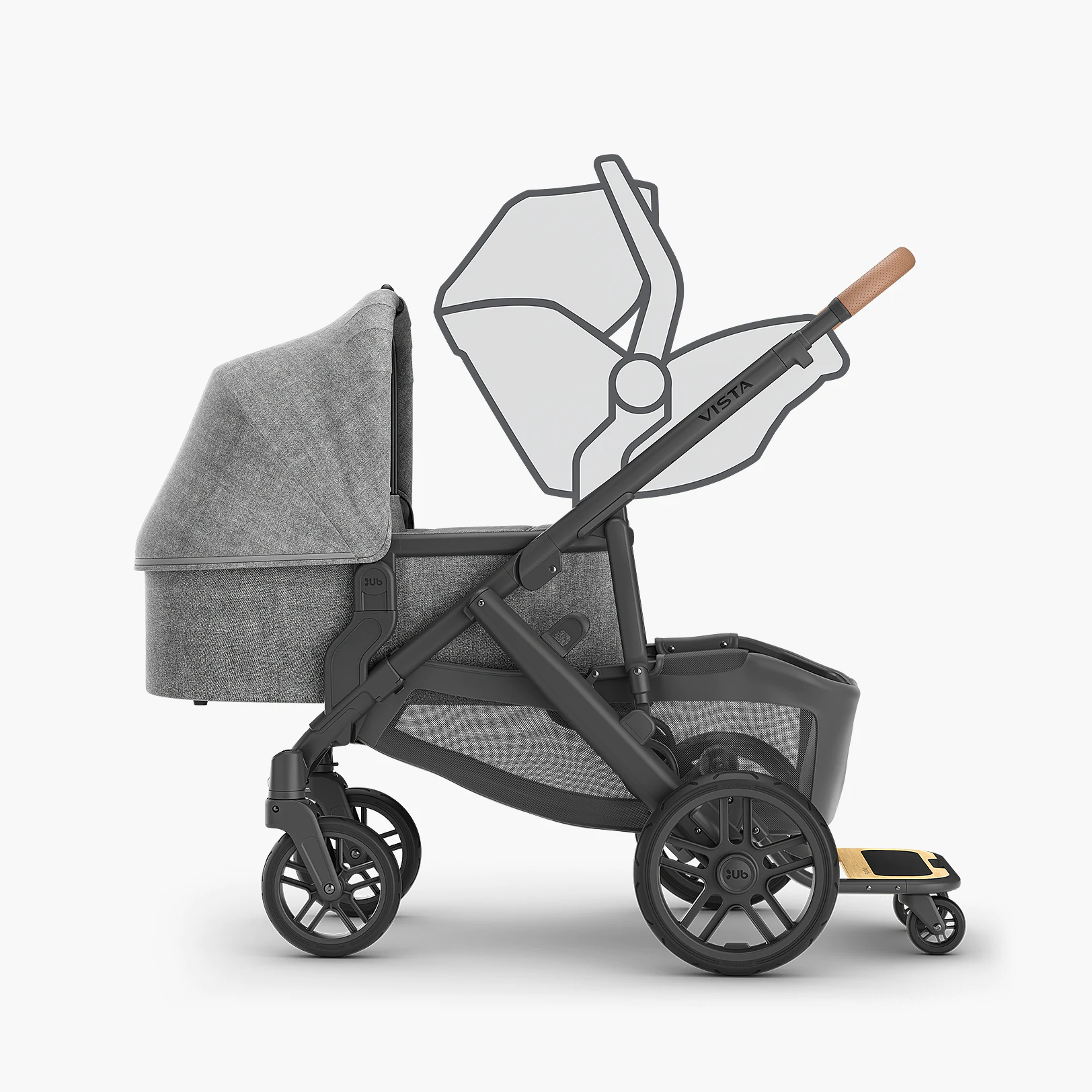 Folding uppababy hot sale vista with bassinet