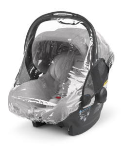 An UPPAbaby Rain Shield for the UPPAbaby Mesa V2 Infant Car Seat