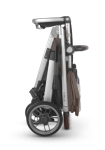 UPPAbaby Cruz V2 Full Size Stroller | Theo | Dark Taupe | Silver Frame | Chestnut Leather | Folded