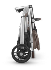 UPPAbaby Vista V2 Full Size Stroller | Theo | Dark Taupe | Silver Frame | Chestnut Leather | Folded