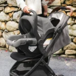 The car seat can be installed forward or rear-facing